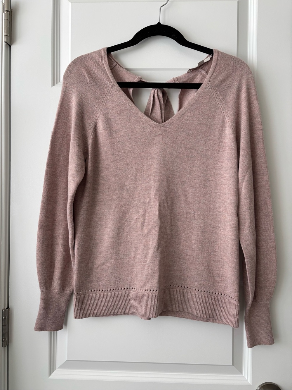 LOFT Dusty Rose V-Neck Tie-Back Sweater Size S